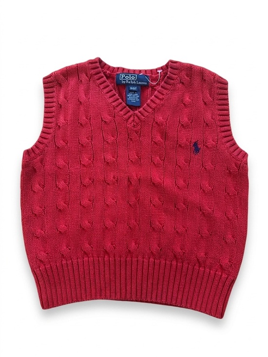 Polo Ralph Lauren Other - Polo Ralph Lauren Cable Knit Sweater Vest Vintage 80s 90s Red Cotton Toddler 3T